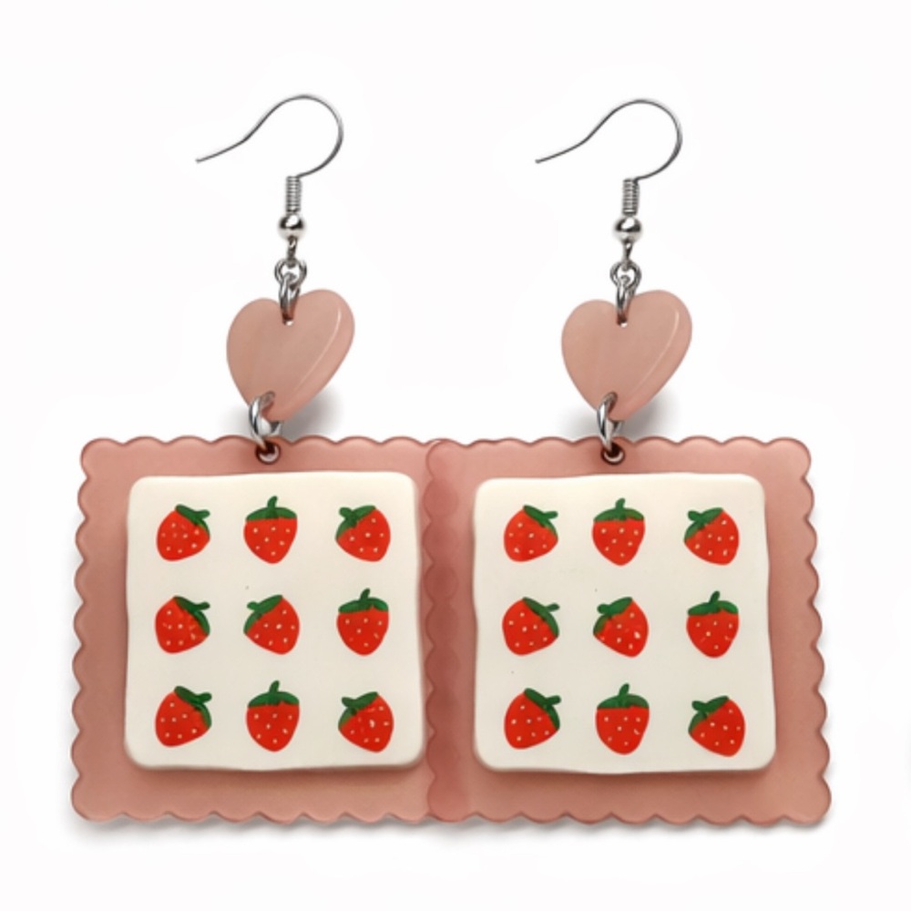 Charming Strawberry Heart Earrings